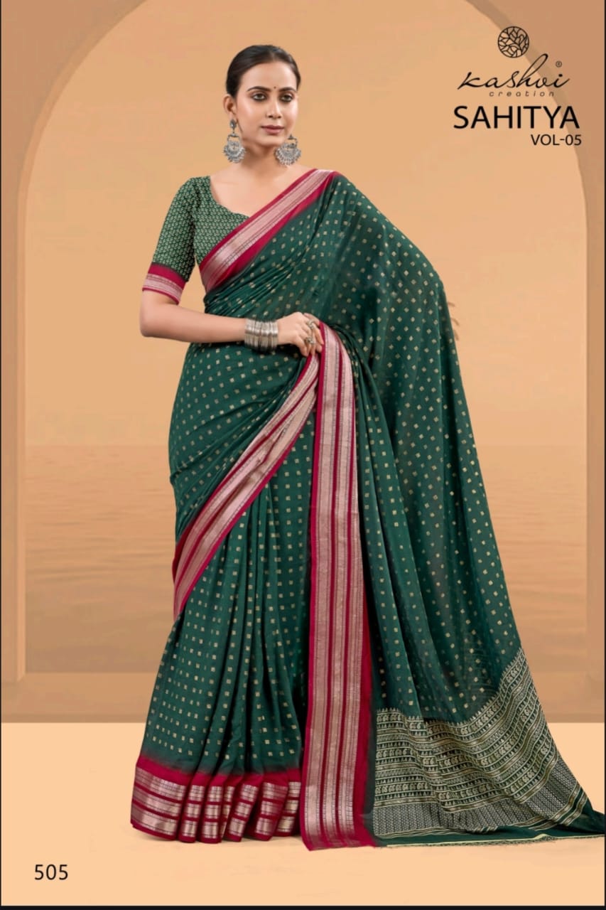 Sahitya Vol 5 By Kashvi Dull Moss Wedding Wear Sarees Wholesale In India
